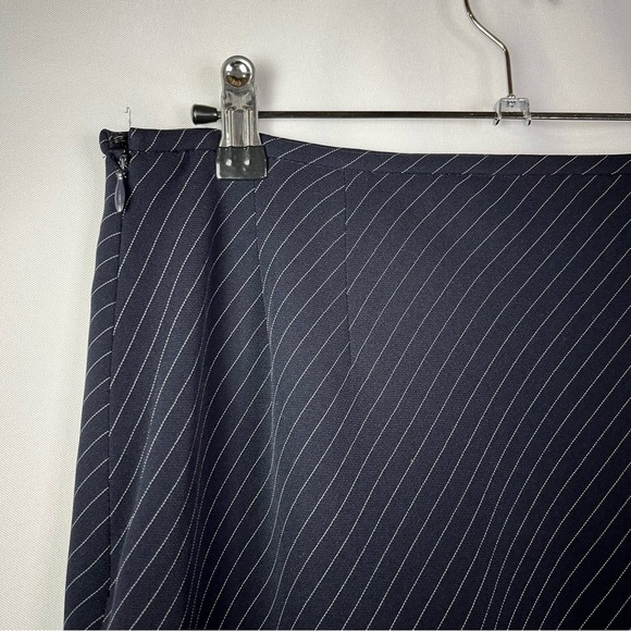 Anne Klein Navy Blue Diagonal Stripe Midi Pencil Skirt 8 - Picture 4 of 4